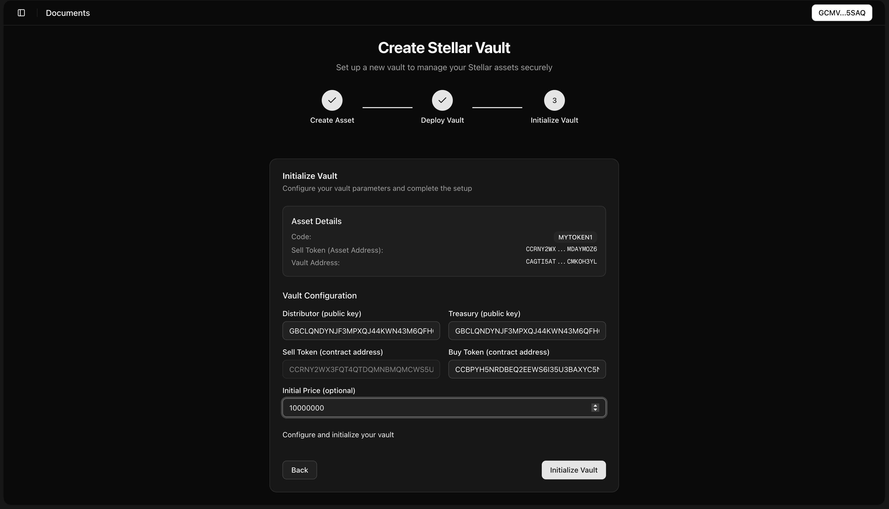 Initialize Vault