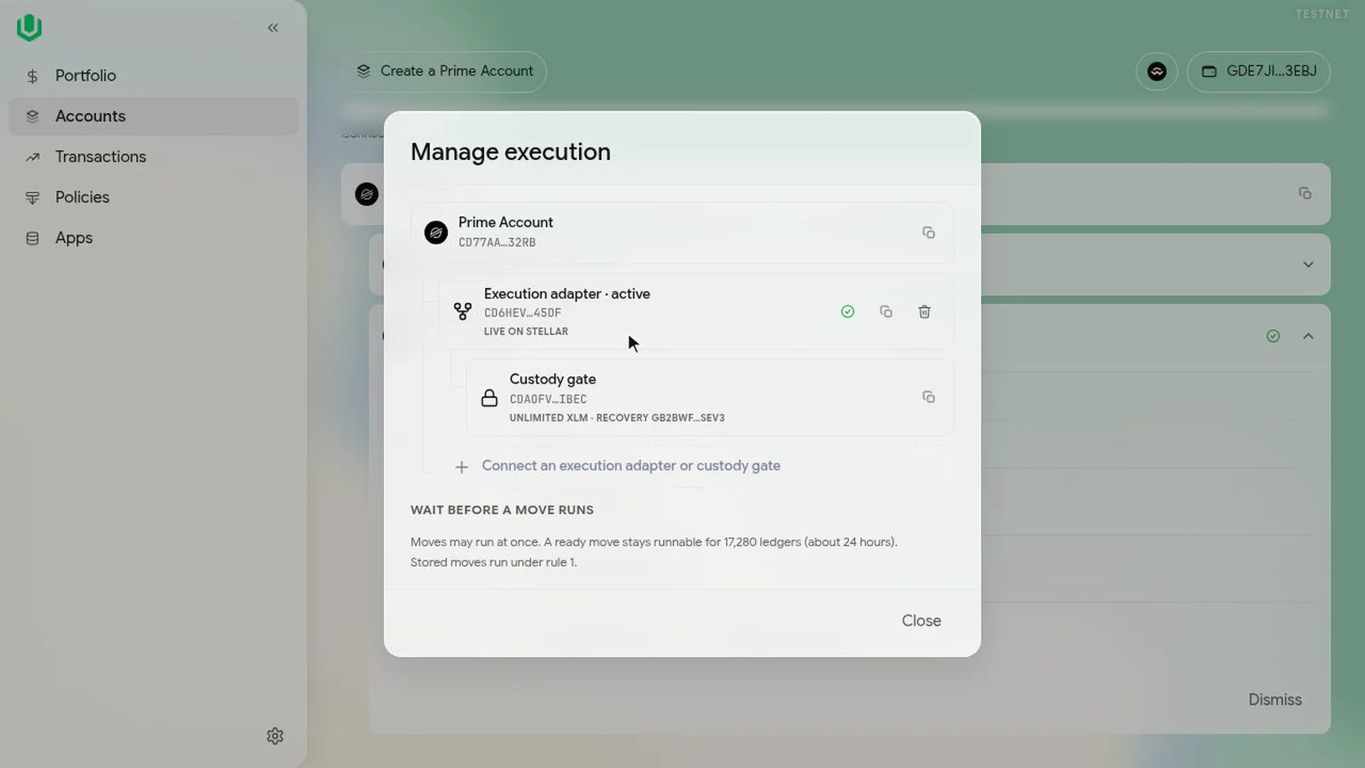 Manage execution with the contract active