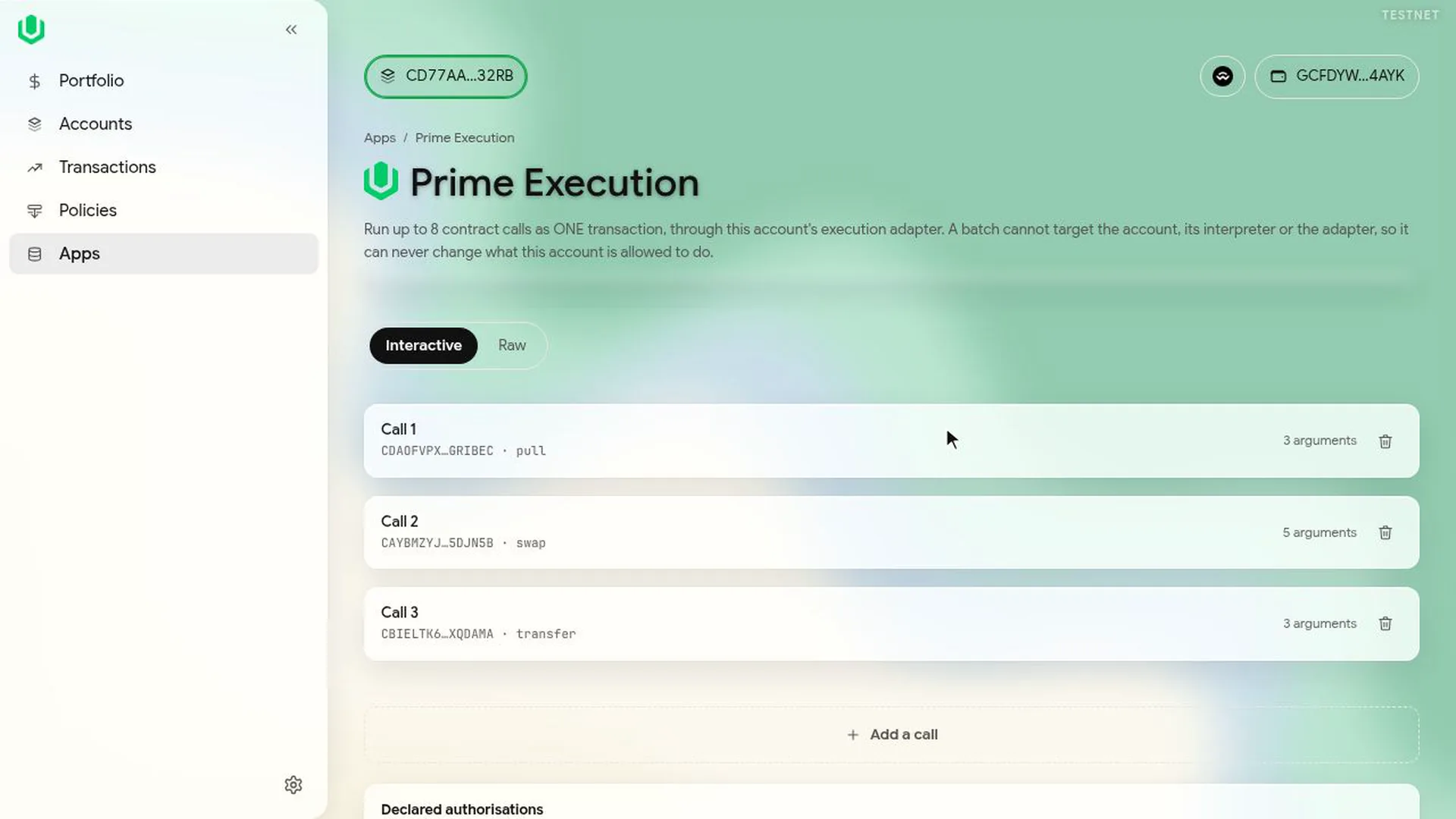 Prime Execution with a three-call swap
